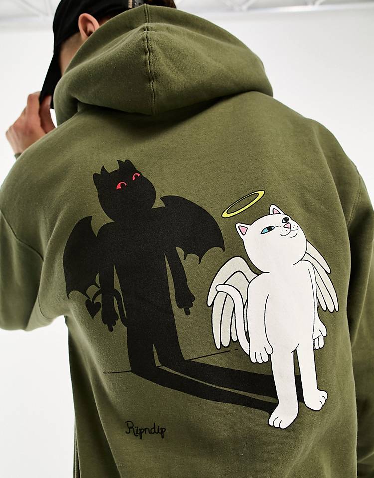 RIPNDIP shadow friend hoodie in green with chest and back print